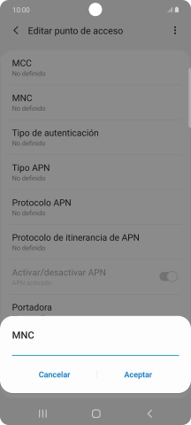 Introduce 01 y pulsa Aceptar.