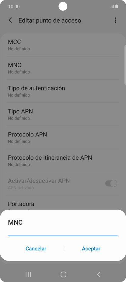 Introduce 01 y pulsa Aceptar.