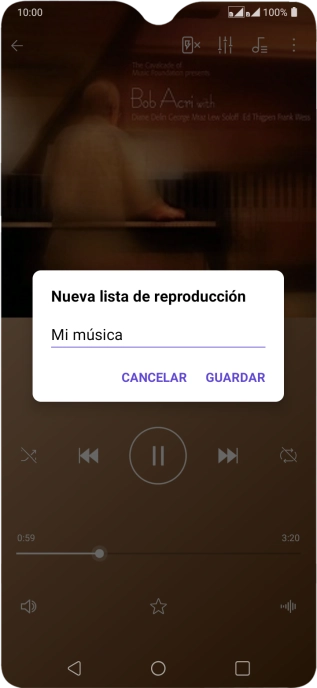Introduce el nombre deseado de la lista de reproducción y pulsa GUARDAR.