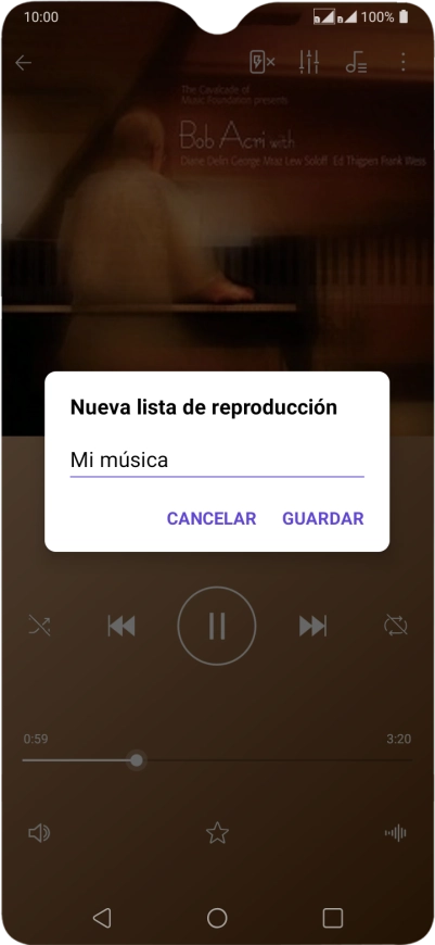 Introduce el nombre deseado de la lista de reproducción y pulsa GUARDAR.