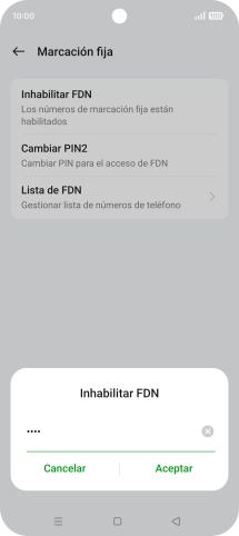 Introduce el código PIN2 y pulsa Aceptar.