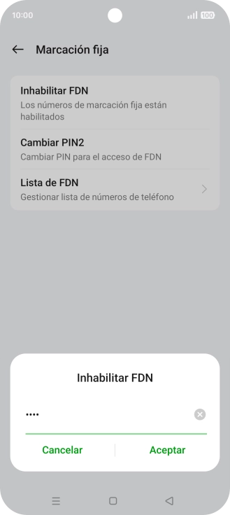 Introduce el código PIN2 y pulsa Aceptar.