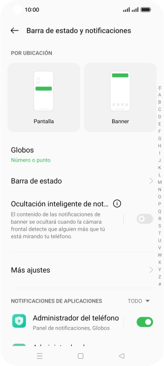 Pulsa el indicador junto a las apps deseadas para activar o desactivar la función.