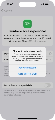 Si la función de wifi está activada, pulsa Solo Wi-Fi y USB.