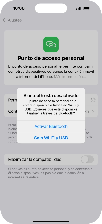 Si la función de wifi está activada, pulsa Solo Wi-Fi y USB.