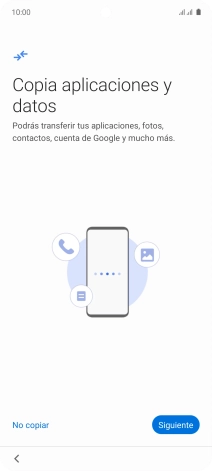 Puedes transferir el contenido de otro teléfono cuando activas tu teléfono por primera vez y cuando lo has restablecido. Cuando aparezca en la pantalla del teléfono esta imagen, ya está listo para la transmisión del contenido del otro teléfono.