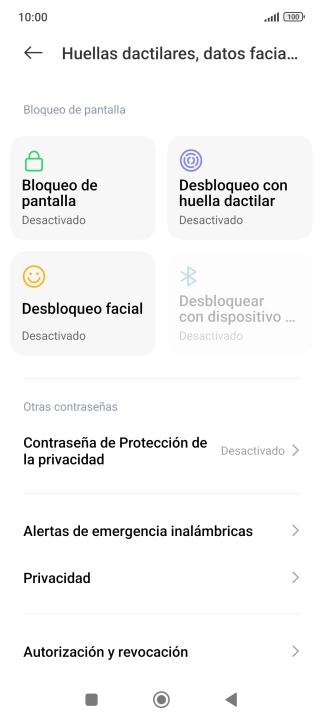 Pulsa Desbloqueo con huella dactilar.