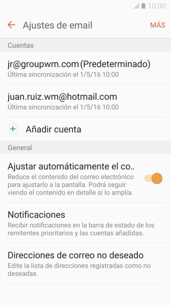 Pulsa la cuenta de correo electrónico deseada.