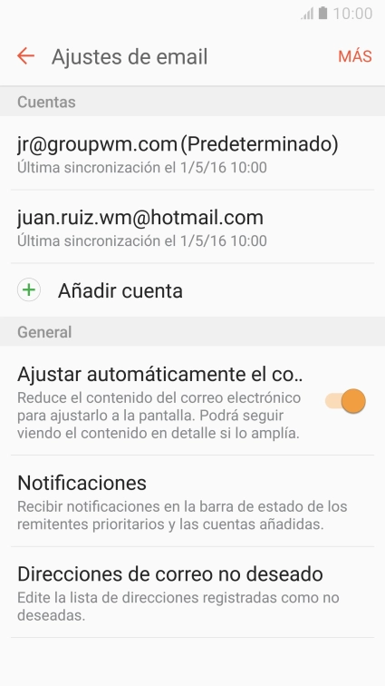 Pulsa la cuenta de correo electrónico deseada.