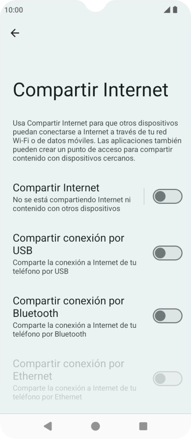 Pulsa Compartir Internet.