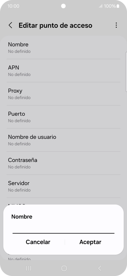Introduce Vodafone Internet y pulsa Aceptar.