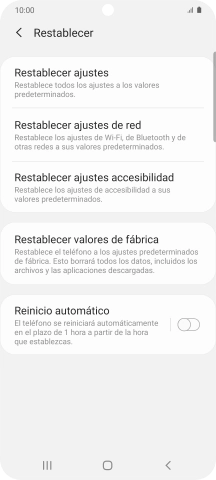 Pulsa Restablecer valores de fábrica.