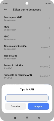 Introduce default y pulsa Aceptar.
