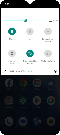 Pulsa el icono de datos móviles para activar o desactivar la función.