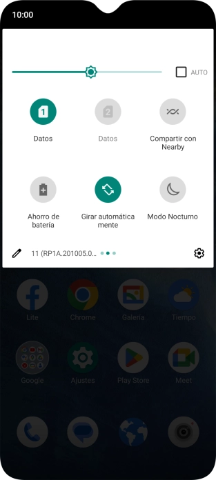 Pulsa el icono de datos móviles para activar o desactivar la función.
