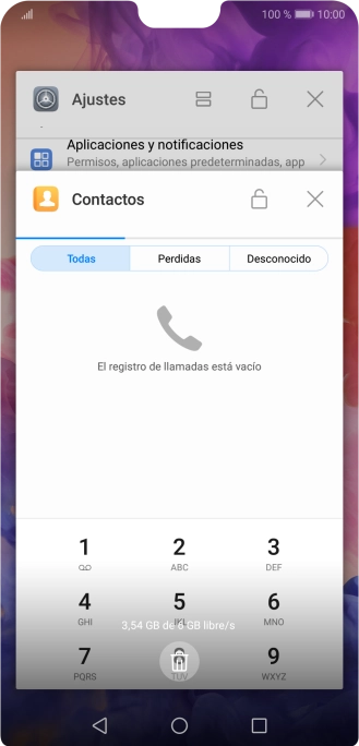 Para cerrar una sola aplicación en ejecución, desliza el dedo hacia la derecha sobre la aplicación deseada.