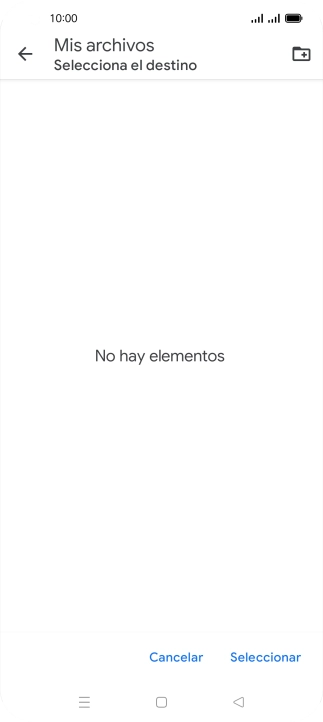 Si deseas crear una nueva carpeta, pulsa el icono de nueva carpeta y sigue las indicaciones de la pantalla para crearla.