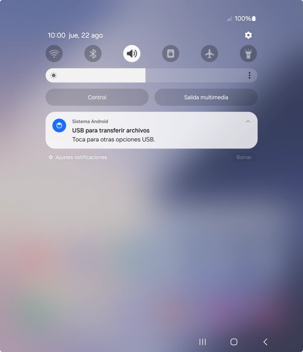 Pulsa Toca para otras opciones USB..