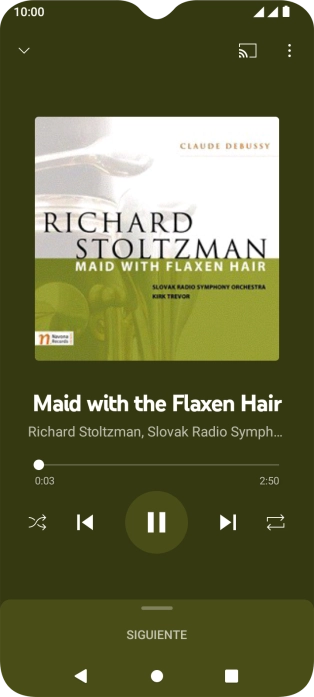 Pulsa la flecha hacia la derecha para ir al archivo de música siguiente.