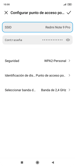 Pulsa SSID e introduce el nombre deseado de la conexión wifi.
