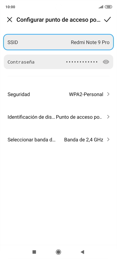 Pulsa SSID e introduce el nombre deseado de la conexión wifi.