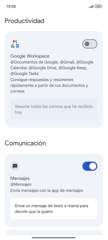 Pulsa el indicador junto a la extensión deseada para activar la función.