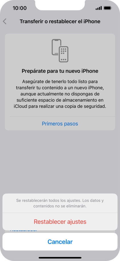 Pulsa Restablecer ajustes.