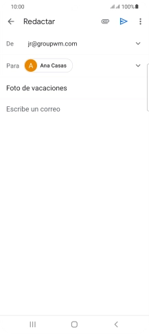 Pulsa en el campo de escritura  y escribe el texto del correo electrónico.