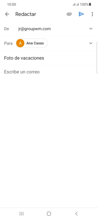 Pulsa en el campo de escritura  y escribe el texto del correo electrónico.