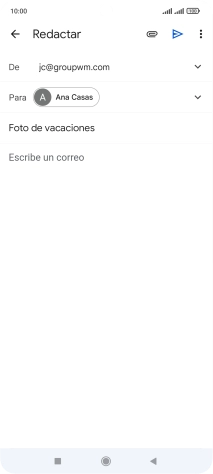 Pulsa en el campo de escritura  y escribe el texto del correo electrónico.