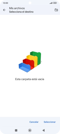 Si deseas crear una nueva carpeta, pulsa el icono de nueva carpeta y sigue las indicaciones de la pantalla para crearla.