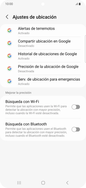 Pulsa Precisión de la ubicación de Google.