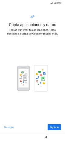 Puedes transferir el contenido de otro teléfono cuando activas tu teléfono por primera vez y cuando lo has restablecido. Cuando aparezca en la pantalla del teléfono esta imagen, ya está listo para la transmisión del contenido del otro teléfono.