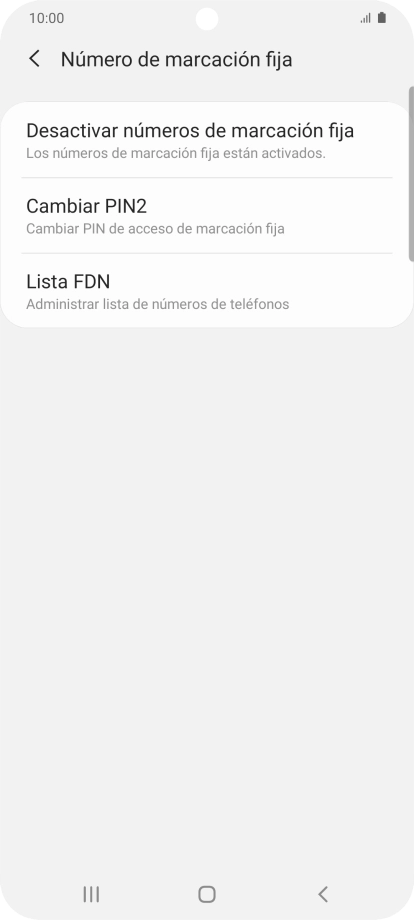Pulsa Desactivar números de marcación fija.