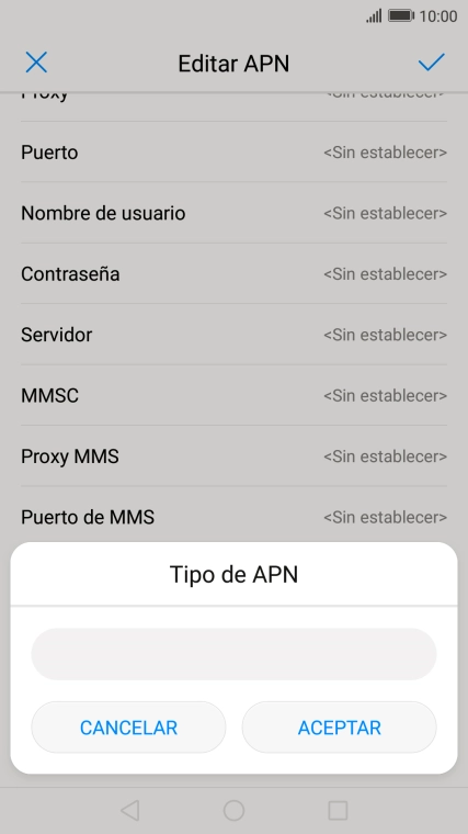Introduce default y pulsa ACEPTAR.