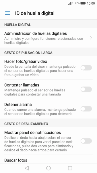 Pulsa Administración de huellas digitales.