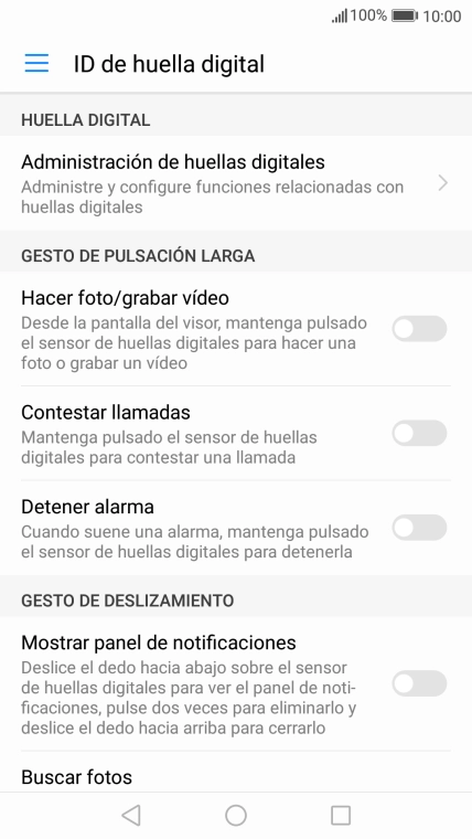 Pulsa Administración de huellas digitales.