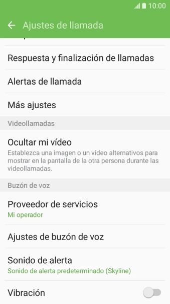 Pulsa Ajustes de buzón de voz.