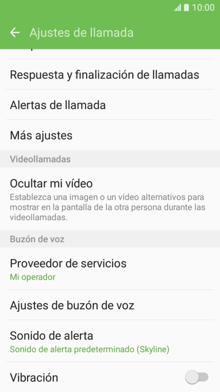Pulsa Ajustes de buzón de voz.