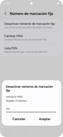 Introduce el código PIN2 y pulsa Aceptar.