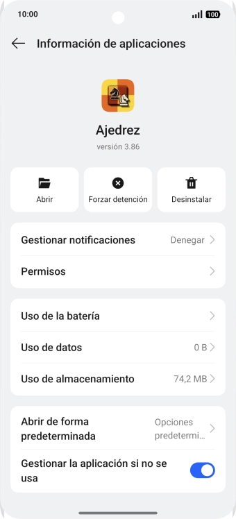 Pulsa Uso de almacenamiento.
