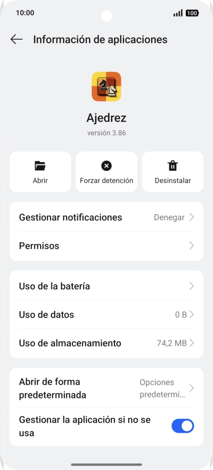 Pulsa Uso de almacenamiento.