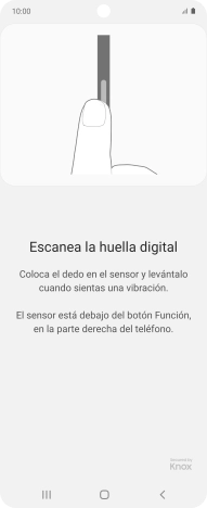 Sigue las indicaciones de la pantalla para crear una huella digital como código de seguridad.