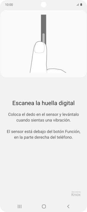 Sigue las indicaciones de la pantalla para crear una huella digital como código de seguridad.