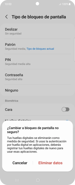 Pulsa Eliminar datos.