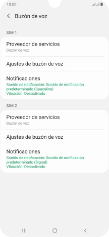 Pulsa Ajustes de buzón de voz bajo la tarjeta SIM deseada.