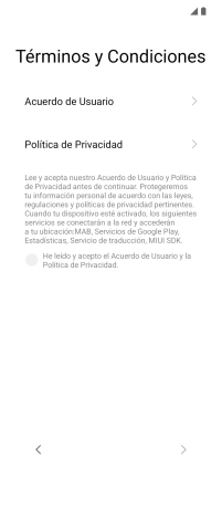 Pulsa en el campo  para aceptar los términos y condiciones.