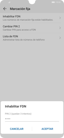 Introduce el código PIN2 y pulsa ACEPTAR.