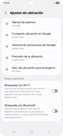 Pulsa Precisión de la ubicación.