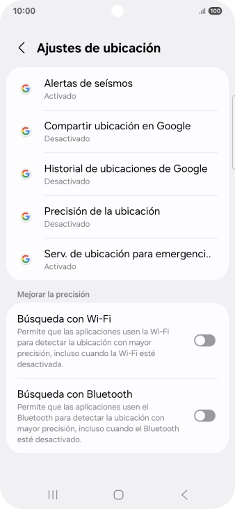 Pulsa Precisión de la ubicación.
